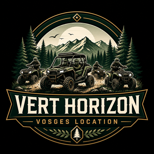Logo Vert Horizon avec UTV et montagnes